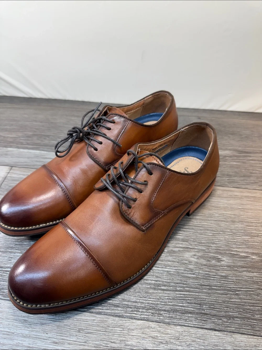 Florsheim Cognac Brown Cap-Toe Derby Shoes SZ 10.5 (h44)